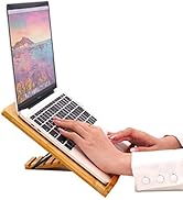 Bamboo Laptop Stand, COIWAI Tablet Stand Book with Angle Adjustable, Foldable Page Holders Deskto...