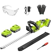 OGERY 20-Inch Brushless Cordless Hedge Trimmer with 2×3.0Ah Battery, 21V Electric Bush &amp; Shrub Tr...