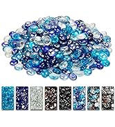 GRISUN 10 Pounds Fire Glass Beads for Fire Pit - 1/2 inch Bahama Blend Reflective Round Glass, De...