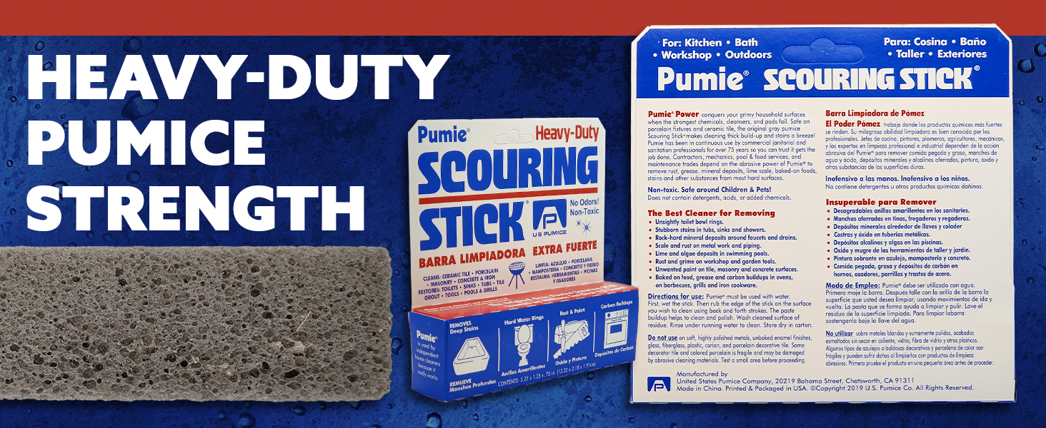 Buildups, Rust &amp;amp;amp; Tough Stains, Perfect Pumice Stone for Cleaning Bathtub, Pools, Kitchens