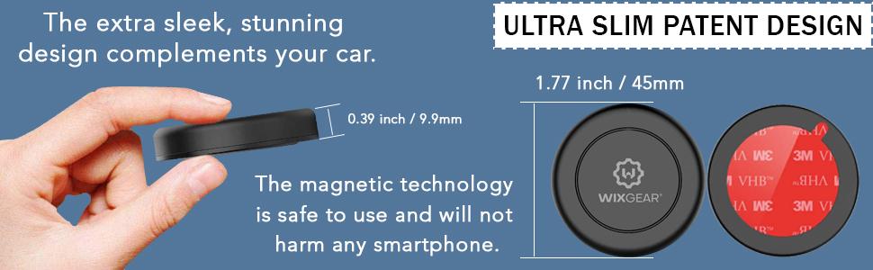 Round Flat-Stick Dashboard Magnetic Mount (2 Pack)