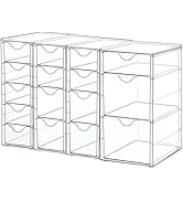Vtopmart Acrylic Organizer with 16 Drawers (4 Set),Clear Storage Drawers for Office Supplies,Desk...