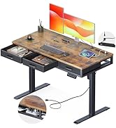 AODK Electric Standing Desk with Drawers, 47 Inch Height Adjustable Small Desk with Power Outlets...