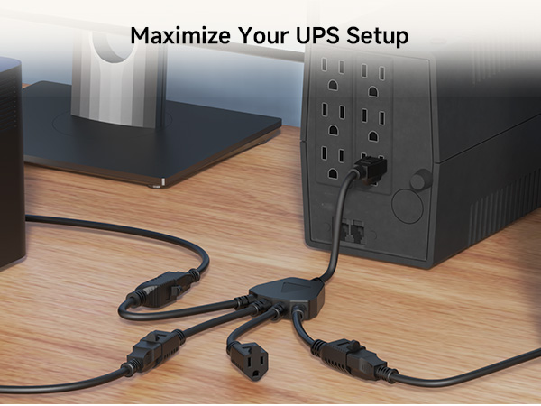 [ETL Listed] Cable Matters 2-Pack 3 Outlet Power Splitter Cord - 1.5ft, NEMA 5-15P to 3X NEMA 5-15R