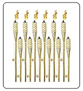 Matney Bamboo Torches – Includes Metal Oil Canisters with Covers to Extinguish Flame – Great for ...