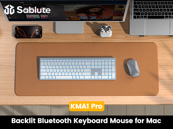 SABLUTE Wireless Backlit Bluetooth Keyboard and Mouse Combo