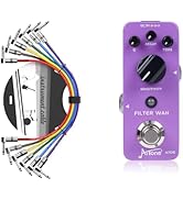 AITONE Wah Pedal (AT-08) and Patch Cables 6 Pack 1/4" inch TS Right Angle Guitar Patch Colored Ca...