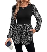 WIHOLL Women's Long Sleeve Tunic Tops Crew Neck Babydoll Peplum Blouses Fall Fashion 2026