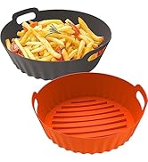 Seropy Silicone Air Fryer Liners Reusable Airfryer Liners 2 Pack 3-5 QT Silicone Pot 7.7 Inch, Ai...