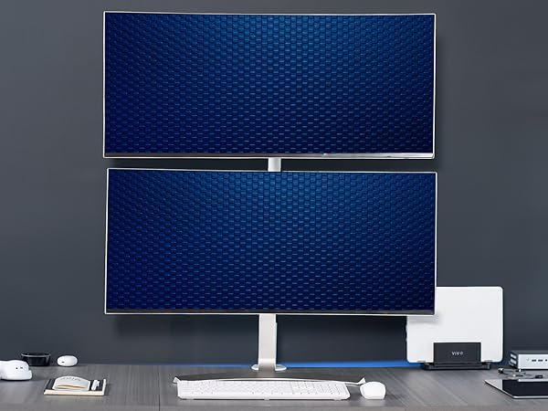 dual screen setup with extra tall monitor mount