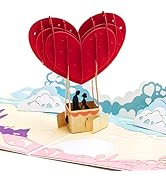 Ribbli 3D Heart Balloon Pop Up Card, Valentines Day Cards, Anniversary Card, Wedding Card, Romant...
