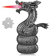 Relief Dragon Jet Flame Lighter - Adjustable, Windproof, Red Flame - Refillable Butane Lighter fo...