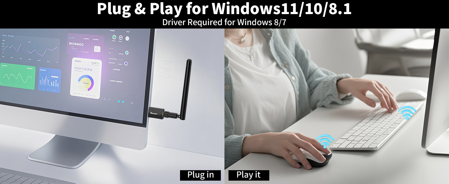 USB Bluetooth 5.4 Adapter for Desktop PC: Long Range Wireless Dongle with 5dBi Antenna Plug & Play