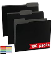 100 Packs Two Tone Color File Folders,Black File Folders,Letter Size,1/3-Cut Tabs,8.5x11" File Fo...