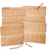 Suwimut Number &amp; Letter Tracing Board, Wooden Alphabet Learning Montessori Toys for Kids Age 3-5,...