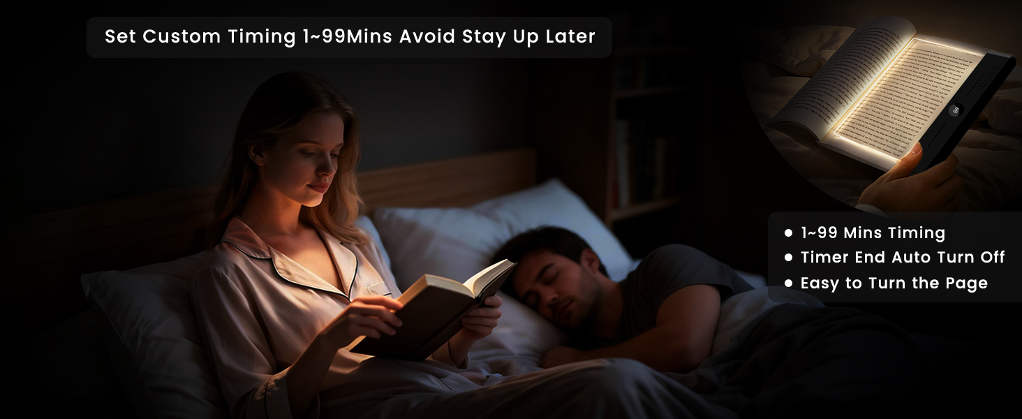easuntec book light reading light at night reading lights for books in bed flat book light black 03