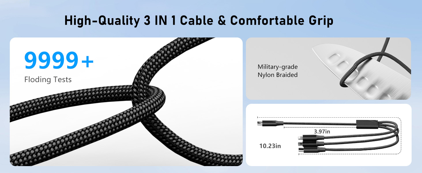 Power Bank with High-Quality 3 IN 1 Cable &amp;amp;amp; Comfortable Grip