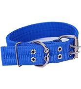 Military Adjustable Dog Collar, 1.5'' Wide D Ring &amp; Buckle 2-Rows Dog Collar, Green Nylon Tactica...