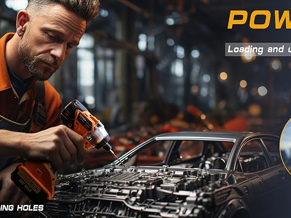 Cordless impact drive drill power electric 1/4 inch high torque brushless set combo lithium