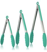 Kitchen Tongs, U-Taste 7/9/12 inches Cooking Tongs, with 480ºF High Heat-Resistant Non-Stick Sili...