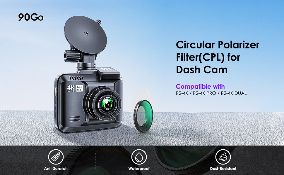 R2-4K PRO dual dash cams circular polarizing Lens cpl accessories 