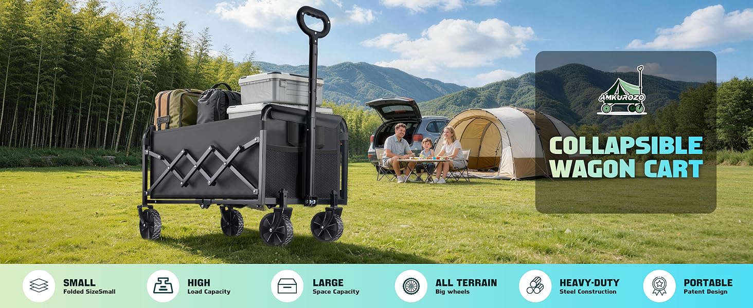 Collapsible Wagon Cart with Wheels Foldable