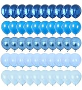 Blue Balloon Set, 60 Packs 12 Inches Metallic Balloons Pearl Macaron Baby Blue Balloon Light Blue...