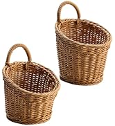 Luxshiny 2pcs Wall Hanging Baskets Fruit Baskets Wall Hanging Planter Vegetable Fruit Wicker Bask...