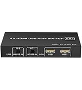 HDMI KVM Switch 1 Monitor 2 Computers 4K@60Hz,KVM Switches for Dual Computer Share Monitor Keyboa...