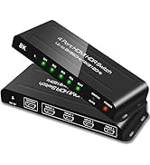SkycropHD HDMI Switch 4K@120Hz 8K@60Hz 4 in 1 Out HDMI Auto Switcher Splitter with Remote Support...