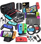 Deruitu Switch Accessories Bundle Compatible with Nintendo Switch, Kit with Carrying Case, Screen...