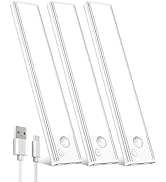 VOZUJI Under Cabinet Rechargeable Lighting: Motion Sensor Dimmable Lights Indoor - Battery Operat...