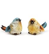 Napco Imports Watchful Bird Sapphire, Goldenrod 5.25 x 3.25 Resin Tabletop Figurines, Set of 2