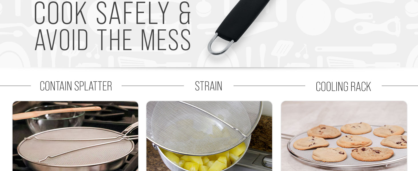 splatter screen guard kitchen grease oil frying pan cover mesh stainless steel protector cooking