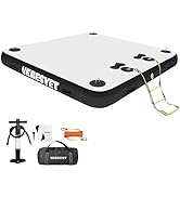 VEBESYET Inflatable Dock with Water Ramp, 6 inch Thick Non-Slip Inflatable Floating Dock for Dogs...