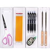 4 Pack - Simple Houseware Clear Plastic Drawer Organizers, 3.25"x 9.7"