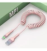 Coiled iPhone Lightning Cable [MFi Certified], Apple CarPlay Cable with Data Sync, Short Coiled i...