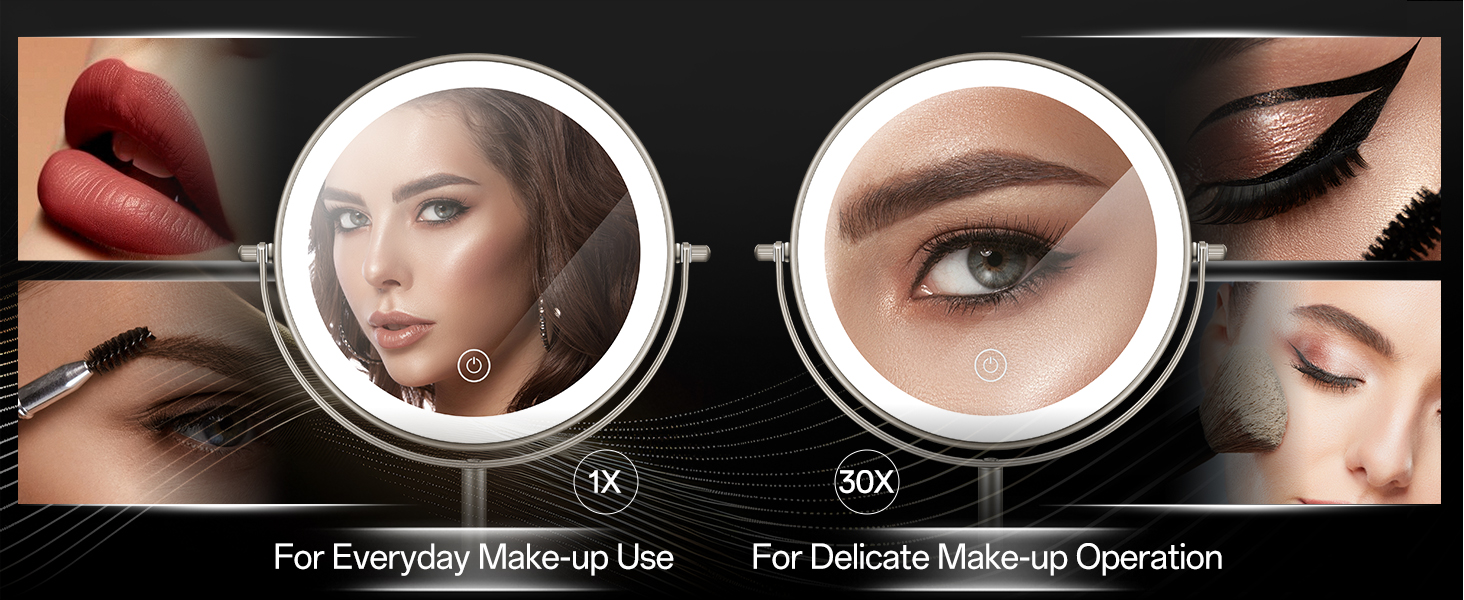 1x 30x double sided magnifying mirror for desk