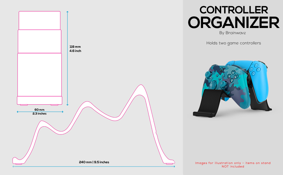 Dual Game Controller Holder For Desks - Suitable for PS5, XBOX, SWITCH, Retro &amp; Legacy Gamepads
