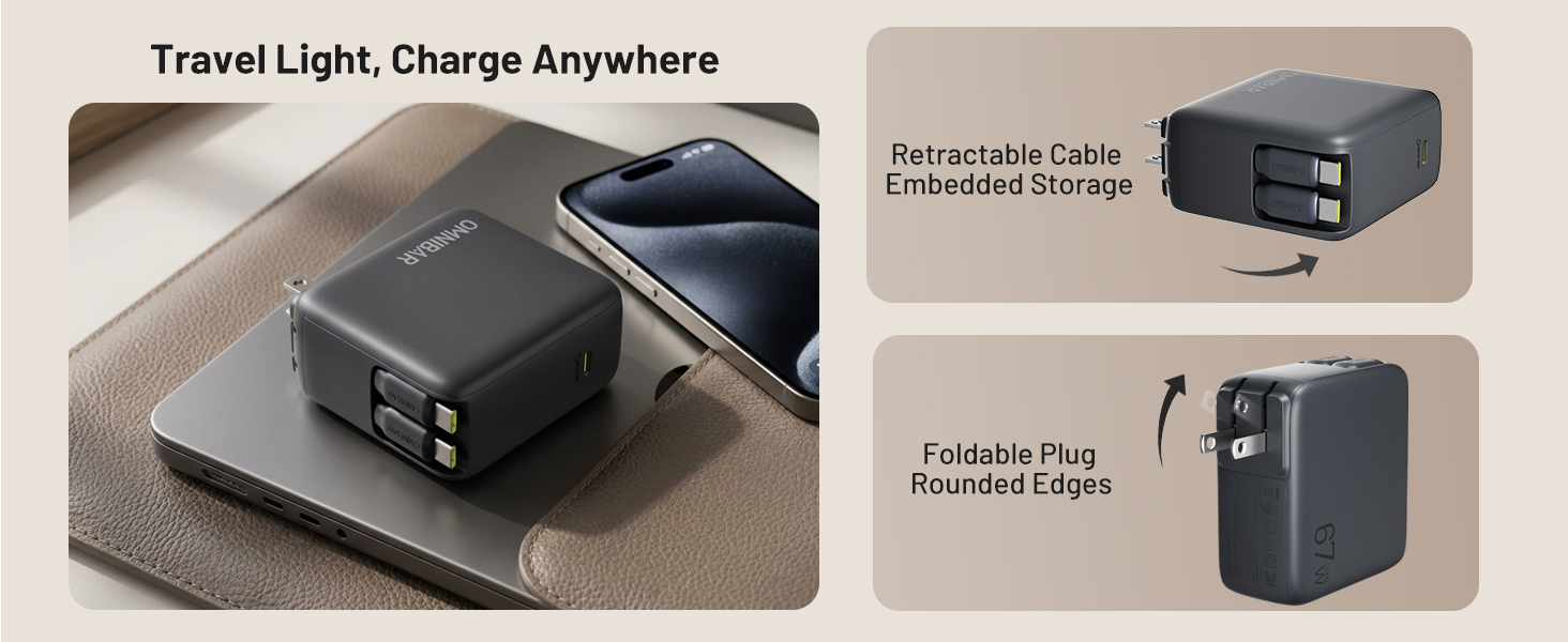 67W Retractable Wall Charger