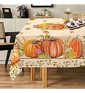 Cusugbaso Fall Tablecloth 60x84 Inch Rectangle - Fall Decor for Home - Water Resistant Thanksgivi...