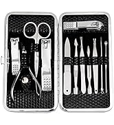 ZIZZON Manicure, Pedicure Kit, Nail Clippers Set of 12Pcs, Professional Grooming Kit, Nail Tools ...