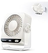 KIMMOO Desk Fan for Bedroom, Rechargeable USB Turto Table Fan, 199 Speeds, 270° Rotating, Quiet S...