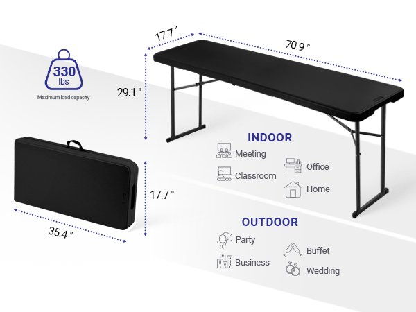 folding foldable narrow 6ft 6 ft white portable plastic buffet dining party kitchen skinny long