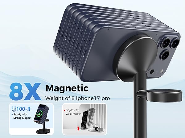 magsafe charger stand 3 in 1 magnetic wireless charging station apple watch iphone 17 16 15 airpods