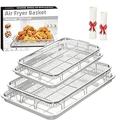 Air Fryer Basket for Oven, 2 Set Air Fryer Pan and Cripy Tray Set with 60 PCS Parchment Papers, T...
