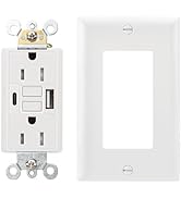 Wengart GFCI Outlet with USB in-Wall,15A Self-Test with LED Indicator Tamper Resistant DC5V 4.8A ...