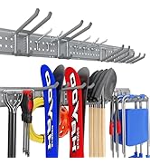 ZICANYCO Garage Tool Organizer Wall Mount 48 inches with 10 Adjustable Heavy-Duty Hooks, Garage O...