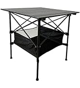 LEADALLWAY Folding Camping Table with Large Storage and Carrying Bags,28x28x28inchs
