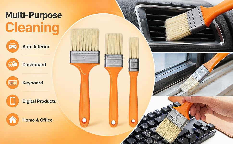 3 Pack orange Microfiber Duster Brush 7